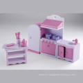 Casa de muñeca de madera rosa modelo de muebles en miniatura